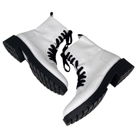 Steve Madden Checker Combat Boots White 9 - Picture 4 of 13